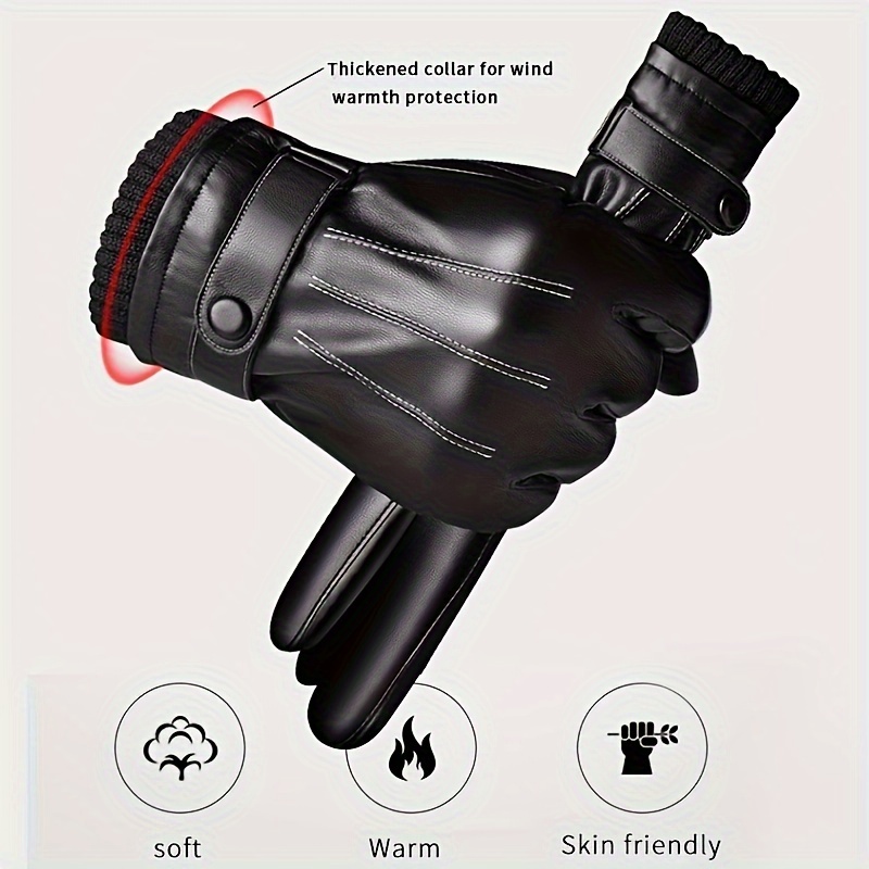 Leather Driving Glove - 1 paire de gants d'hiver chauds