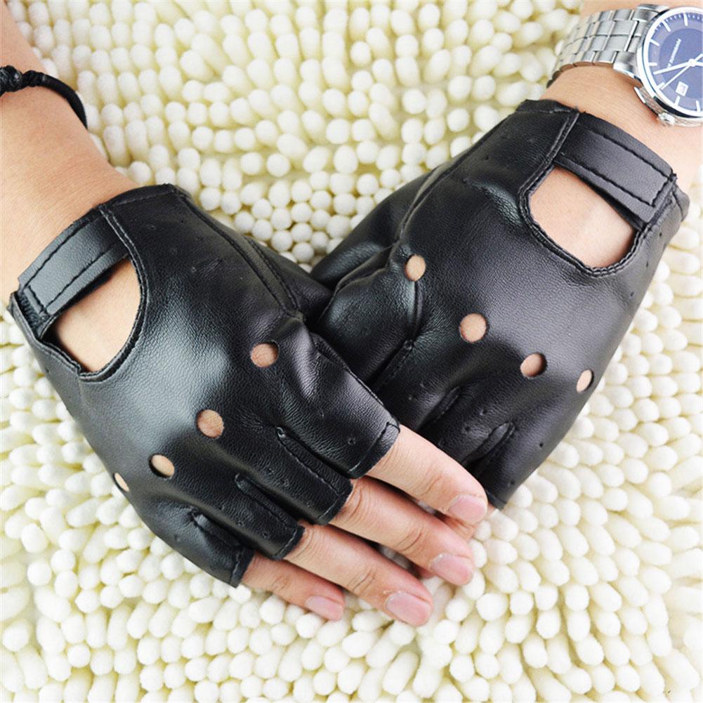 Leather Driving Glove - Gants unisexes demi-doigts en similicuir pour
