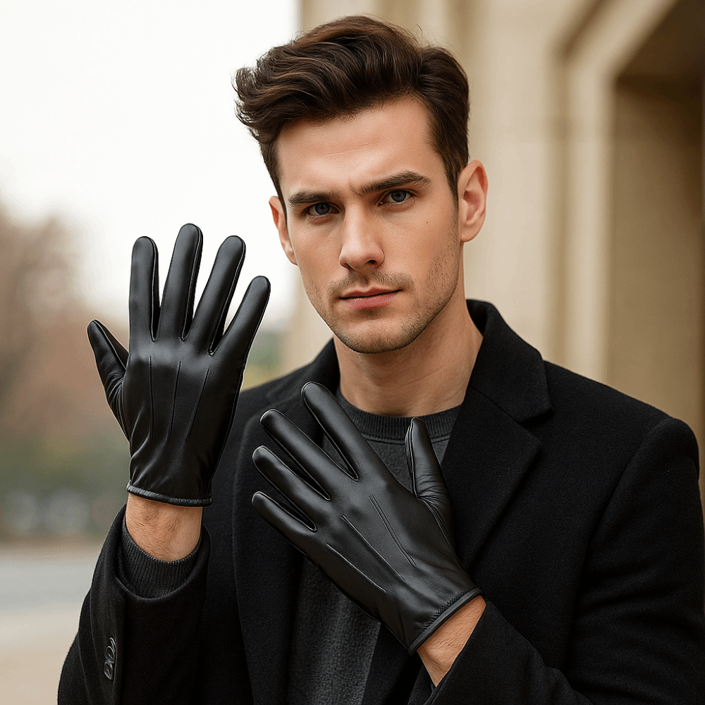 Leather Driving Glove - Gants de conduite noirs tendance, style
