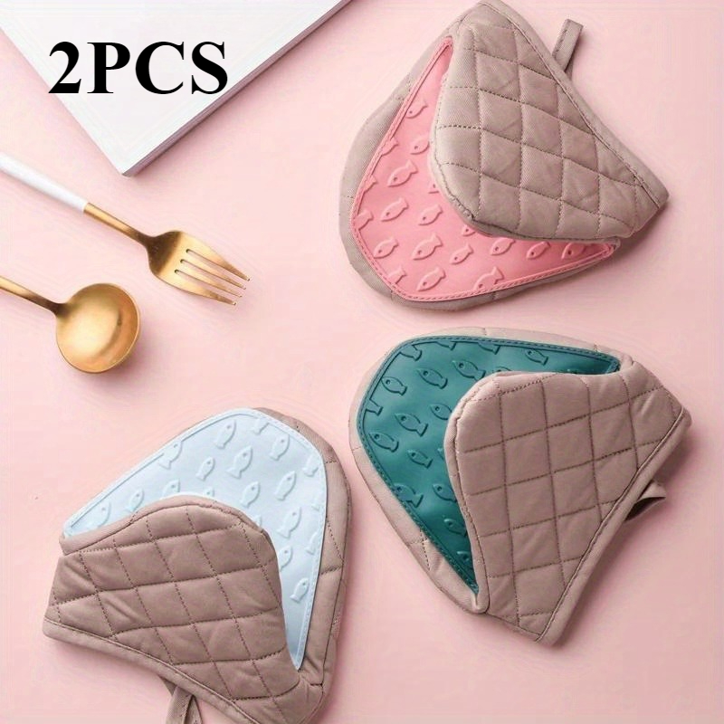 Oven Mitt Silicone - 2 coussinets en silicone | Poignée